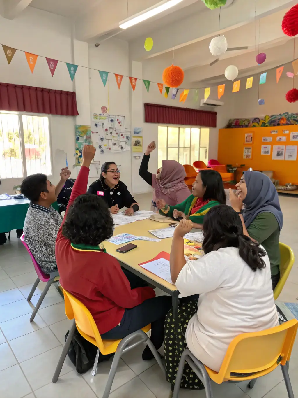 A group of participants actively engaged in a sustainable living workshop, learning about waste reduction techniques and eco-friendly practices.