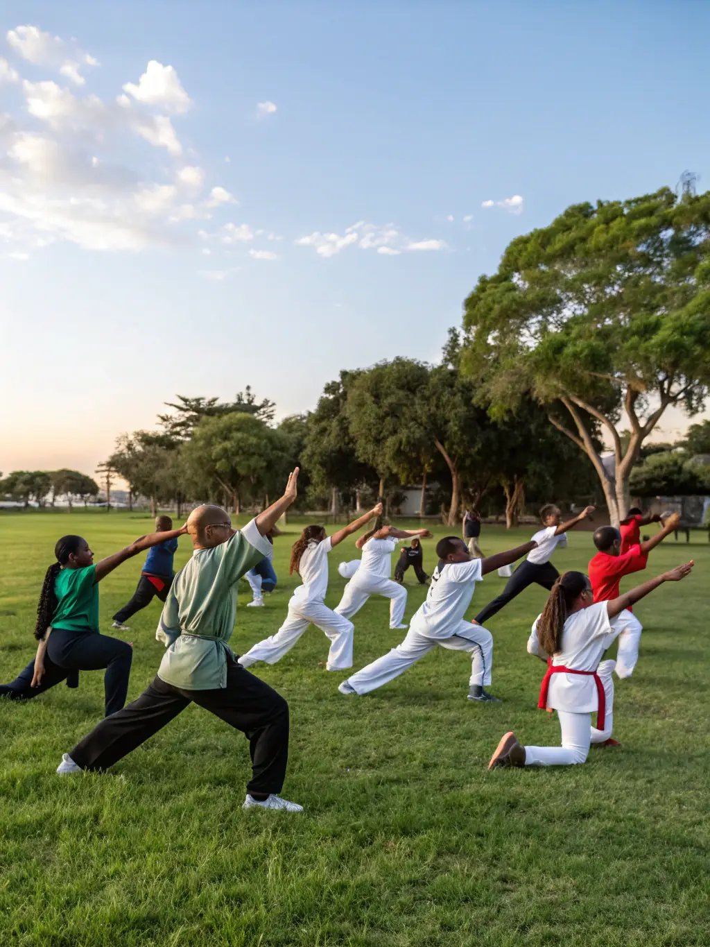 A photo of club members participating in a team-building activity on land, such as a fitness session or a social event.