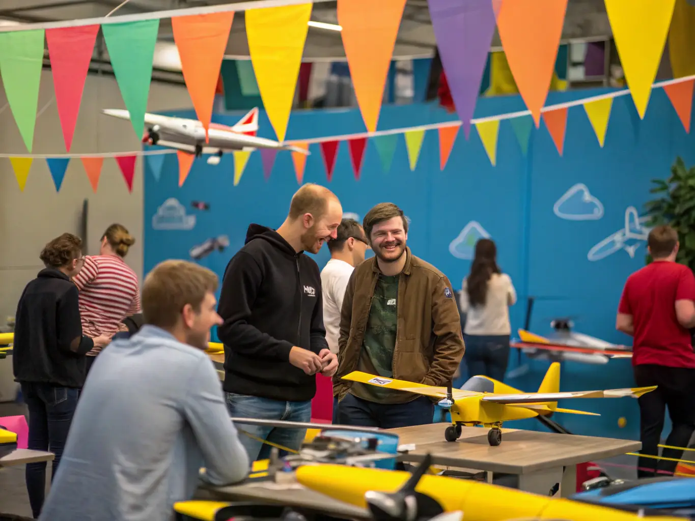 A vibrant image of club members socializing and enjoying themselves at a club event, highlighting the community aspect of Aviron Tours Métropole.